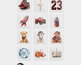 Black and Red Boy Baby Shower Iron On Transfers (12 Count)