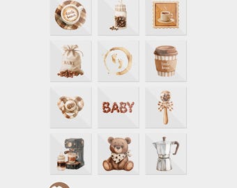 A Baby Is Brewing Coffee Cafe Bebe Baby Shower Iron On Transfers, Decals (12 Count)
