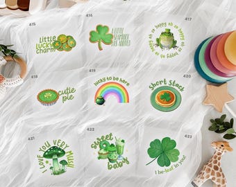 St Patrick's Day Shamrock Baby Shower Iron On Transfers For Bodysuit Decorating Station (9 Count)