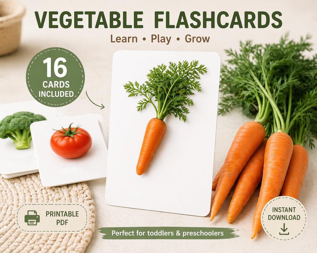 16 Vegetable Flashcards for Kids - Etsy