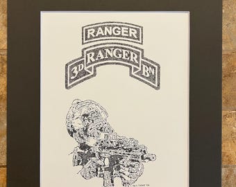 US Army Ranger mit Schriftrolle des 3.Rang-Bataillons und einer Ranger-Tab