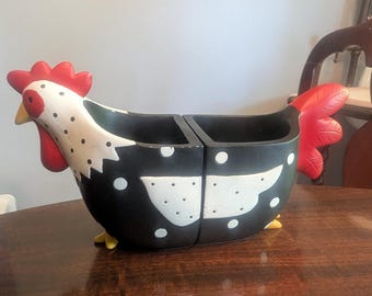 CHICKEN Planters RESIN BOOKENDS Multicolor 5" High