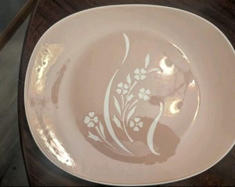 Harkerware Vintage Springtime Tan Floral Oval 11.5 inch Serving Platter