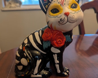 Blue Sky Clayworks Roxy Sugar Skull Cat Figurine 8.5" Day Of The Dead Decor