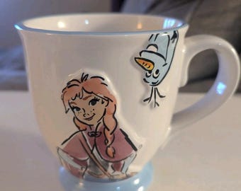 Disney Rae Dunn Frozen Anna & Olaf Up To Snow Good Double Sided Mug