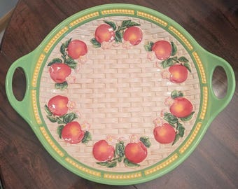Temp-tations 15"x13" Platter Serving Tray Cake Plate, APPLE