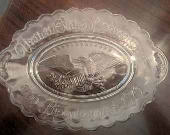 Vntg Avon United States of America Bicentennial 1776-1976 Oval Glass Plate only