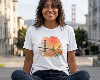 Golden Gate Bridge Watercolor Tee | San Francisco T-Shirt