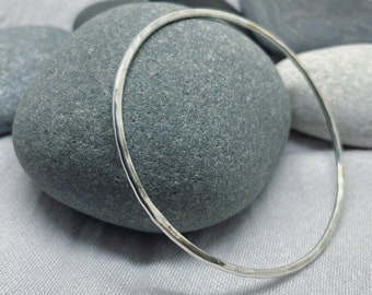 Sterling Silver Bangle -  Solid Sterling Silver 925 Hammered Textured Stacking Bangles Bracelets Handmade From Recycled Eco Silver