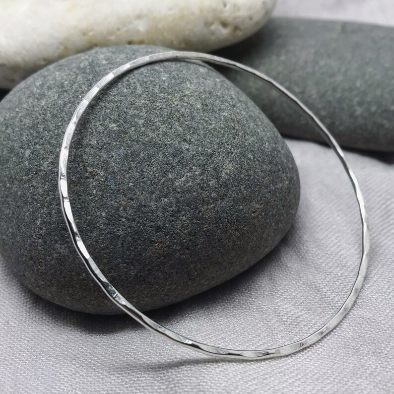 Sterling Silver Bangle Handmade Solid 925 Sterling Silver Stacking Bangles Bracelet image 2