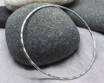 Sterling Silver Bangle - Sterling Silver 925 Stacking Bangle Bracelets Hammered Texture Handmade