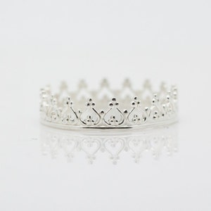 Silver Crown Ring - 925 Sterling Silver Queen Princess Ring Handmade Polished Silver