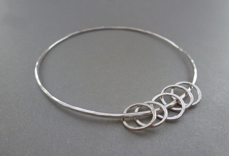 Solid Sterling Silver 925 Eternity Infinity Forever Circle Ring Friendship Bracelet Handmade Silver Karma Bangle