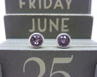 Pendientes de plata con piedra natal: varios colores, plata de ley maciza 925, cristales de Swarovski y meses del año