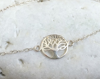 Pulsera de plata con árbol de la vida - Pulsera de cadena con árbol en plata de ley 925