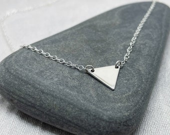 Silver Triangle Necklace - Simple Modern Minimalist Small Sterling 925 Triangle Necklace Handmade from Recycled Eco Silver