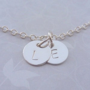 Personalised Silver Charm Necklace - Solid Sterling 925 Letter Initials Name Word Tags Discs Circles Bespoke Handmade