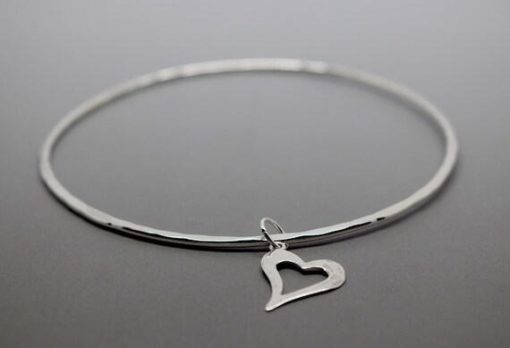 Silver heart shop bangle