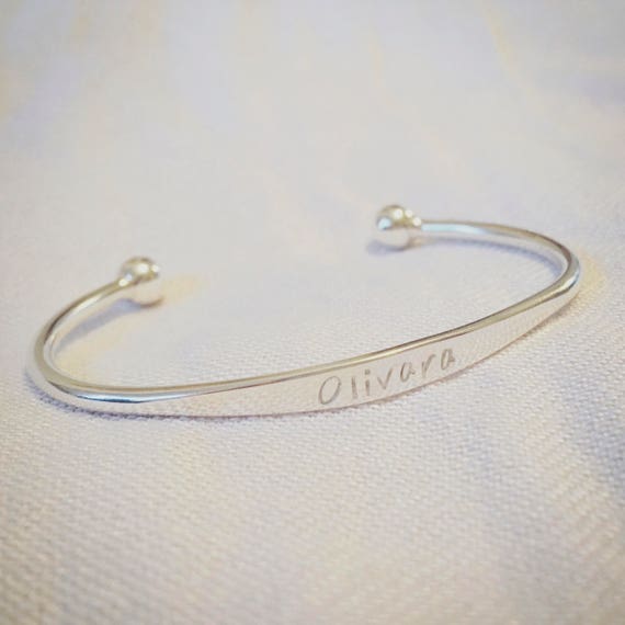 Sterling Silver Personalized Baby Cuff Bracelet – Bellalicious Boutique