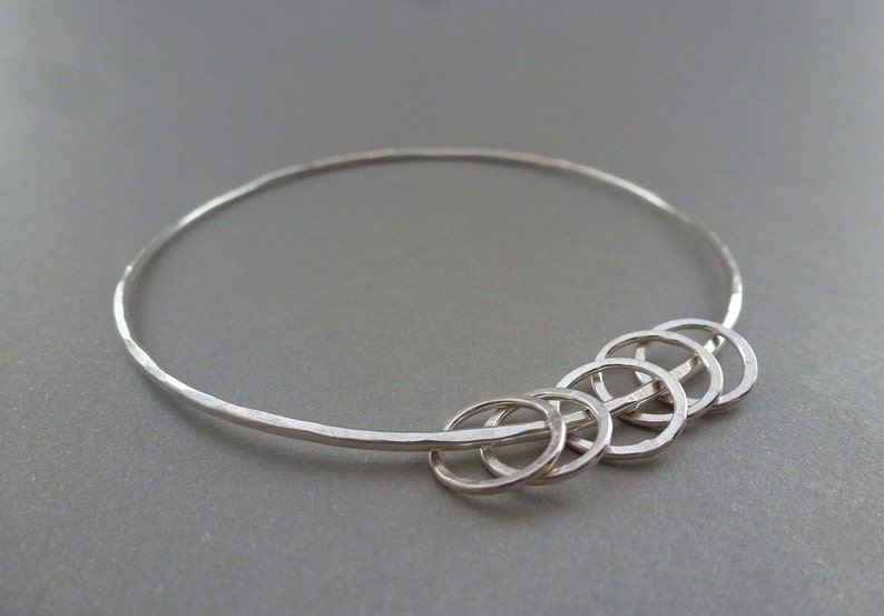Solid Sterling Silver 925 Eternity Infinity Forever Circle Ring Friendship Bracelet Handmade Silver Karma Bangle