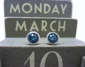 Pendientes de plata con piedra natal: varios colores, plata de ley maciza 925, cristales de Swarovski y meses del año