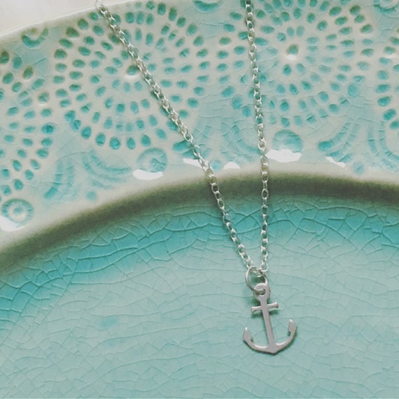 Silver Anchor Necklace Solid Sterling 925 Small Anchor Charm