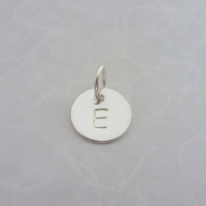 Personalised Silver Charm - 925 Sterling Silver Disc Circle Tag Charm Personalised Letter Initial Handmade Charm