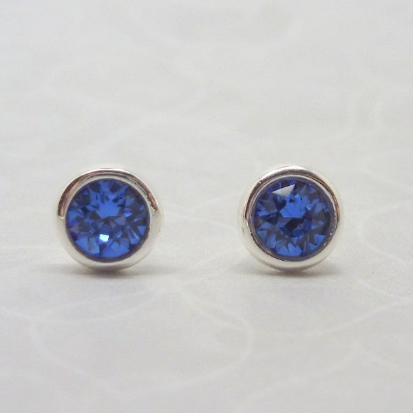 Silver Birthstone Ear Studs - Various Colours Solid Sterling Silver 925 Earrings Swarovski Crystal Months of the Year