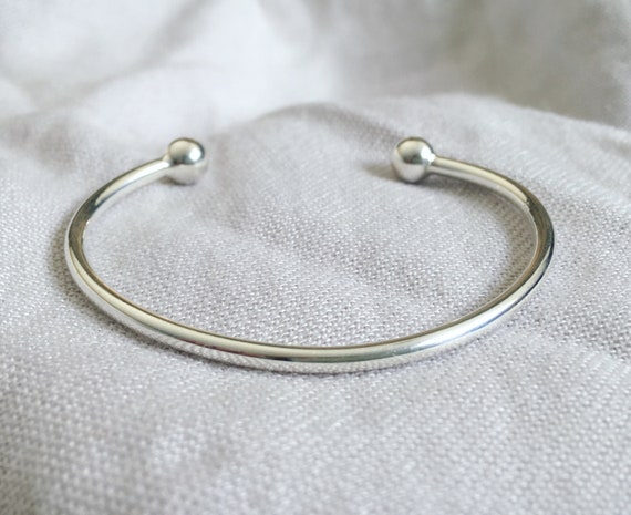 Sterling Silver Baby Bangle Sparkly Torque Christening Gift 