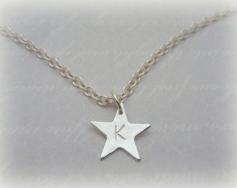 Personalised Silver Star Charm Necklace - Sterling 925 Letter Initial Chain Handmade Recycled Eco Silver