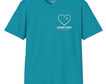 Camiseta con diseño de cruz y corazón "Amado Primero" / Camiseta de fe cristiana, versículo bíblico Lucas 6:35