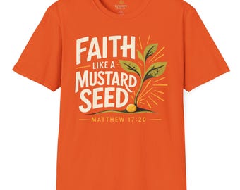 Camiseta "Fe como un grano de mostaza" / Camiseta con versículo bíblico de Mateo 17:20
