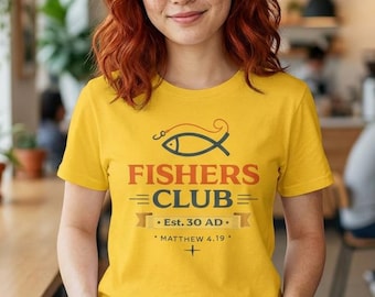 Camiseta del Club de Pescadores / Diseño cristiano de pesca, Mateo 4:19