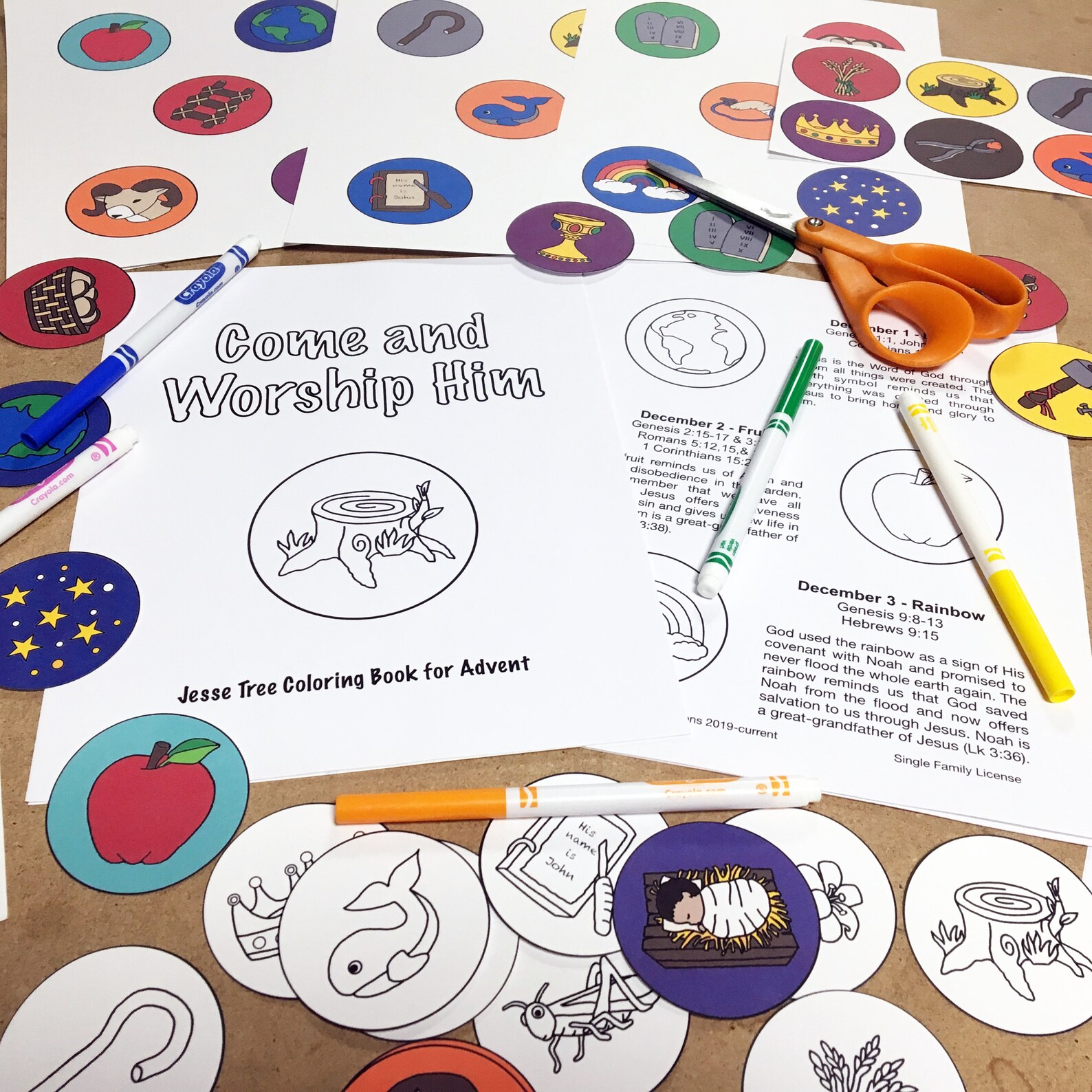 Printable Jesse Tree Coloring Book and Ornaments Etsy