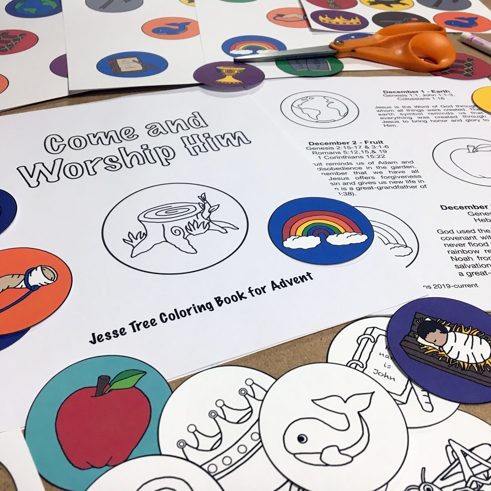 Printable Jesse Tree Coloring Book and Ornaments Etsy