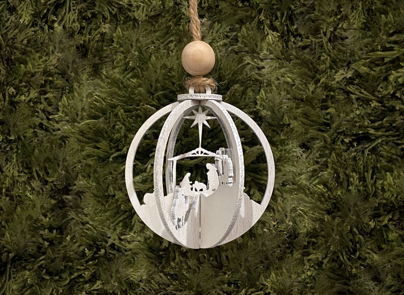 Wooden Christmas Nativity Ornament image 1