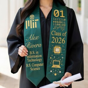 Software Engineer Graduation Stole, Coding Major Sash, Custom Web Dev Gift, IT Professional Grad, Binary Design, Computer Science Major