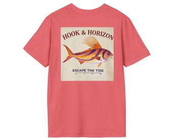 Hook and Horizon Escape the Tide Tee | Colorful Coastal Fish Graphic Shirt
