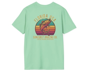 Vintage Redfish Fishing Shirt Florida USA | Retro Sunset Red Drum Graphic Tee
