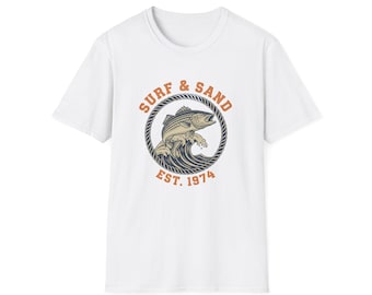 Surf and Sand Vintage Fishing Shirt | Retro Coastal Fish Graphic Tee