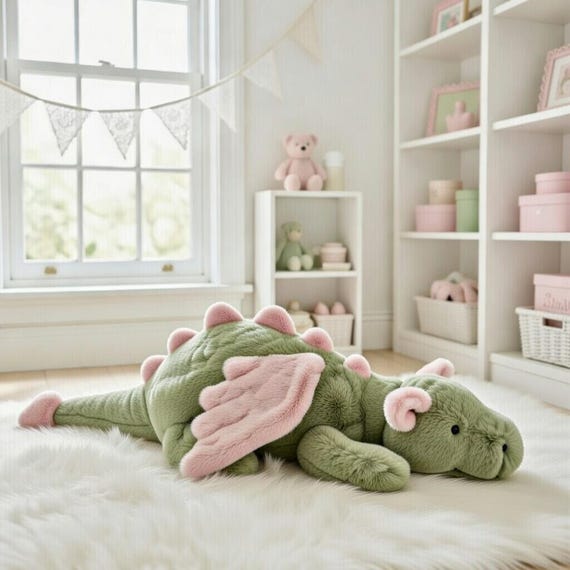 Matcha Green Dragon Plush Toy 50cm /70cm, Soft Fantasy Stuffed Animal, Kawaii Doll