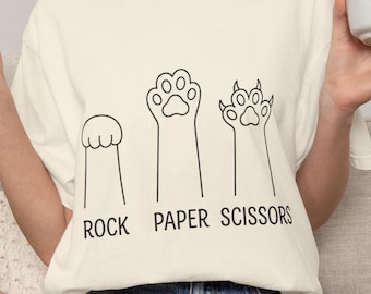 Funny Cat Paw Shirt, Rock Paper Scissors, Funny Cat Tee, Cat Lover Gift, Cute and Playful Cat T-Shirt, Unique Cat Apparel, Humorous Cat Tee