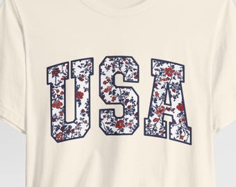 Floral USA Shirt, 250th Anniversary Shirt, Independence Day Shirt, 250th Year Shirt, Freedom, Patriotic Women Shirt, 4th of July Celebration