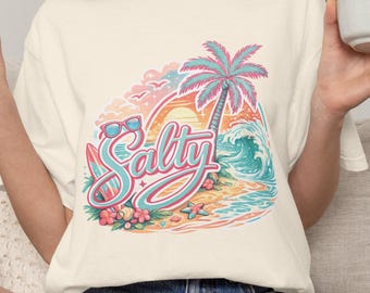 Salty Shirt, Palm Tree Shirt, Beach Lover Gift, Tropical Vacation Tee, Ocean Vibes, Summer Graphic Tee, Coastal Apparel, Beach Shirt