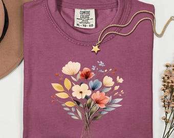 Wildflower Shirt, Floral Cottagecore Shirt, Botanical Floral Tee, Nature, Boho, Vintage Pressed Flowers Shirt, Gift for Gardener