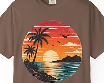 Sunset Beach Shirt, Tropical Palm Tree Shirt, Summer Vacation Tee, Ocean Sunset Shirt, Coastal Aesthetic Shirt, Summer Vibes, Vacation Shirt