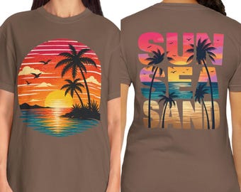 Sun Salt Sand Shirt, Sunset Beach Shirt, Vacation Shirt, Summer Beach Shirt, Coastal Graphic Tee, Palm Tree Shirt, Ocean Lover, Ocean Beach