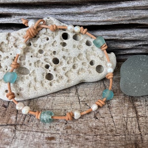 Sea Glass and Pearl Anklet