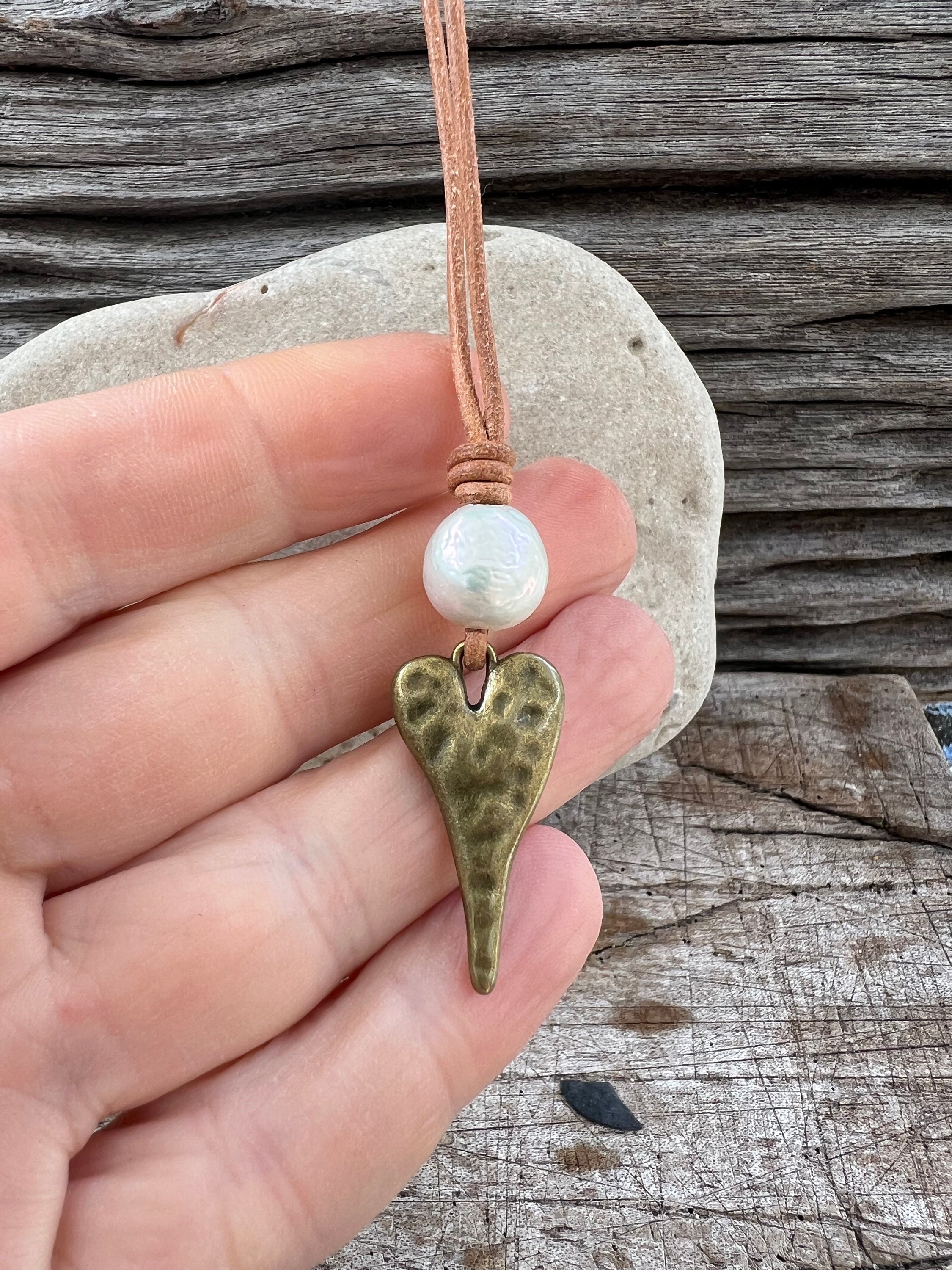 Heart Necklace With Pearl - Etsy