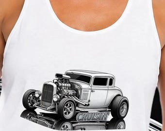 32 Deuce Coupe Cruisin' Hot Rod Illustration Tank | Vintage Car Graphic